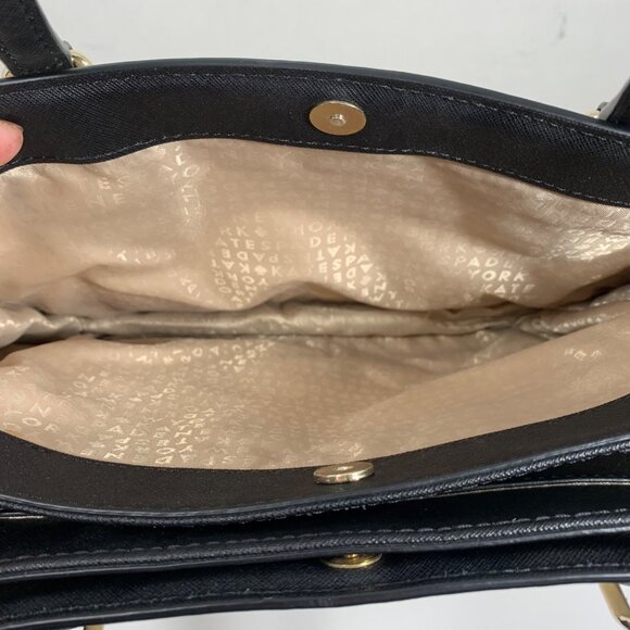 Kate Spade New York Laurel Way Reese Satchel Crossbody Ivory/Black Leather EUC - Picture 8 of 13